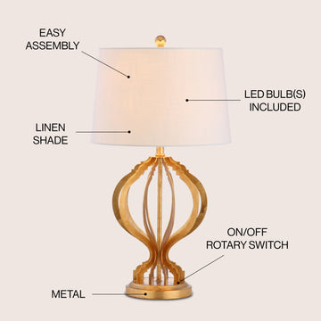 Sebastian 28.5" Metal Trellis LED Table Lamp - JONATHAN Y